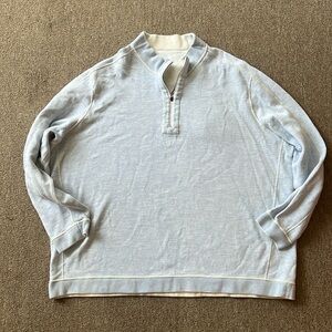 TOMMY BAHAMA 1/4 ZIP LIGHT BLUE CREAM REVERSIBLE SIZE 4 XLT